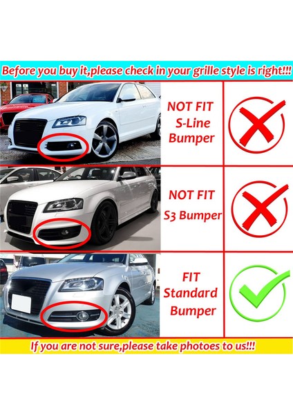 1 Çift Araba Ön Tampon Sis Lambası Izgara Audi A3 8p 2009-2013 8P0807682D Sis Lambası Petek Izgara Kapakları (Yurt Dışından) fiyatları