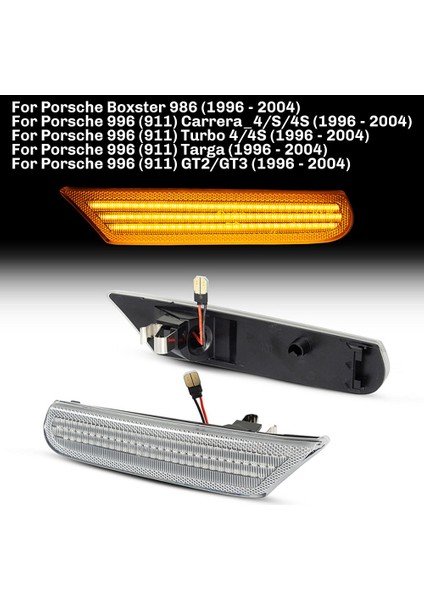 Porsche Boxster Için 2x LED Yan Işaretçi Işığı 986 996 911 Carrera Targa 1996-2004 Dönüş Sinyal Lambası Şeffaf (Yurt Dışından) modelleri