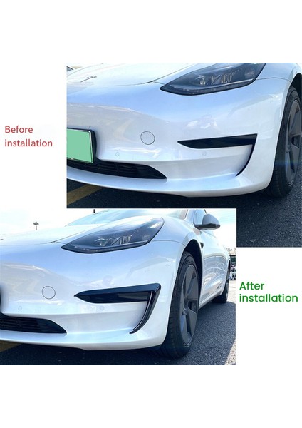 Araba Ön Tampon Ayırıcı Spoiler Kapaklar Tesla Model 3 2017-2023 Gloss Siyah Için Trim Sis Farları Kaş Rüzgar Bıçağı (Yurt Dışından) modelleri