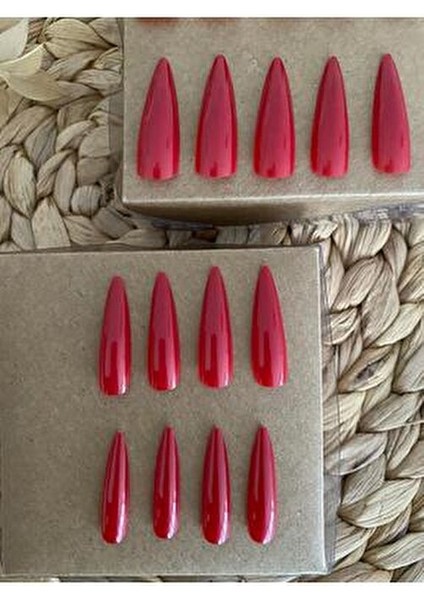 SYBELLE Kırmızı Stiletto Takma Tırnak 20 Adet Profesyonel Kalite ile Uzun Süreli Kullanım indirimleri