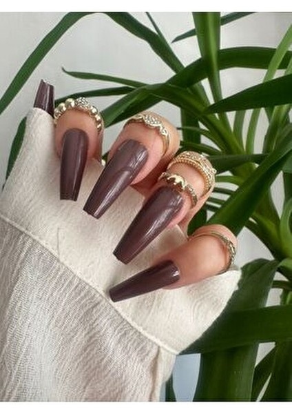 SYBELLE Kahverengi Balerin Takma Tırnak 20 Adet Profesyonel Kalite Tırnak Bakımı için modelleri