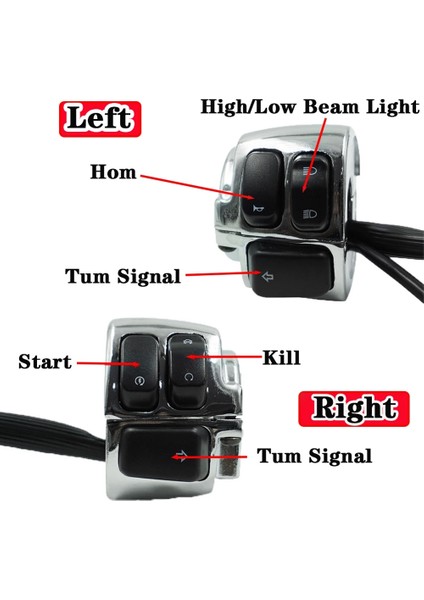 Motosiklet 1 Inç 25MM Gidon Kontrol Anahtarı Kablo Demeti Boynuz Dönüş Sinyali Işık Anahtarı Harley Sportster Dyna Softail (Yurt Dışından) fırsatları