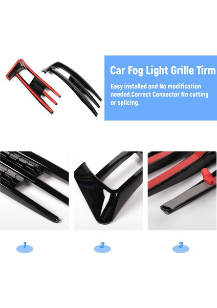 Golf 7 Mk7 2013-2017 Parlak Siyah Araba Tampon Sisli Izgara Kapak Döşeme (Yurt Dışından) fırsatları