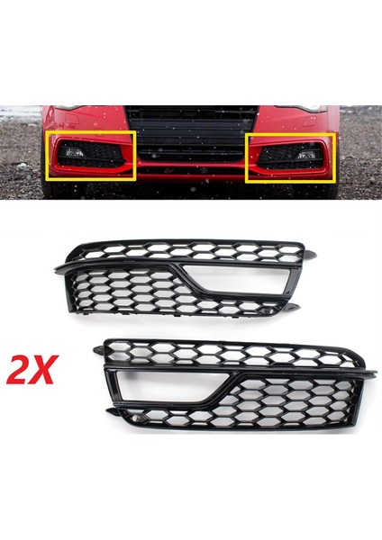 1 Çift Araba Ön Tampon Örgü Sis Lambası Kapağı Petek Izgara Izgara Kapağı Audi S5 A5 S-Lines 2013-2016 8T0807681M (Yurt Dışından) modelleri