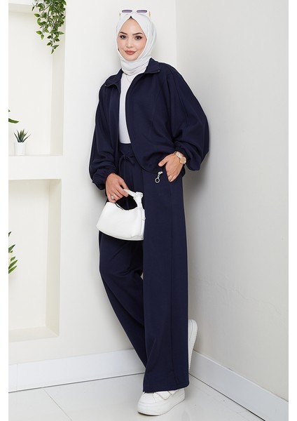 Fermuarlı Oversize Takım 1595 - Lacivert