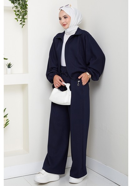 Fermuarlı Oversize Takım 1595 - Lacivert modelleri