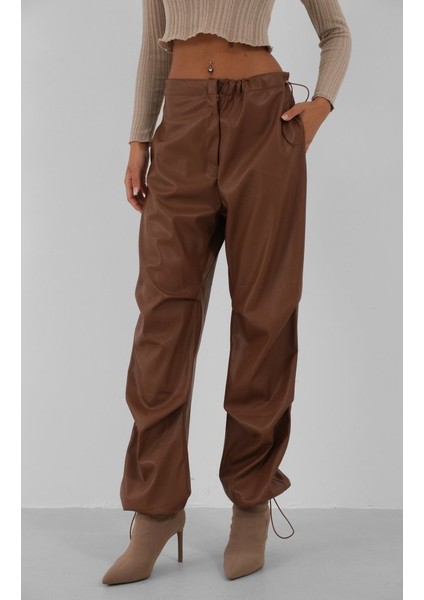 Bel Lastikli Deri Pantolon modelleri