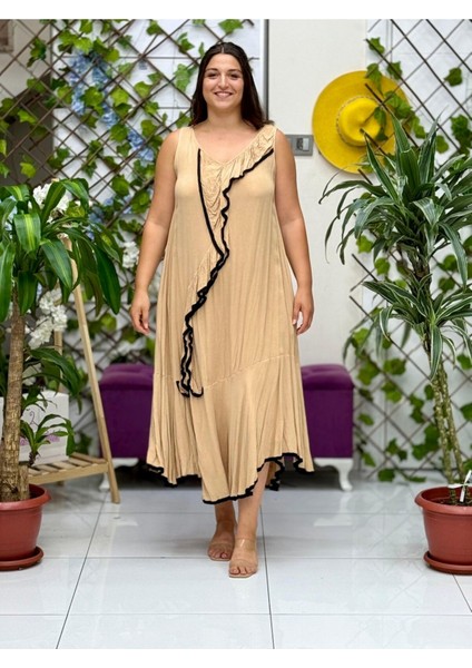 VL7051 Ispanyol Vual Elbise Camel fırsatları