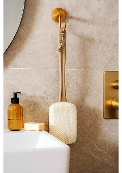 Topuz Saplı Sırt Doğal Keten Lifi Banyo Yüz ve Vücut Kesesi, Hamam Kesesi %100 Organik