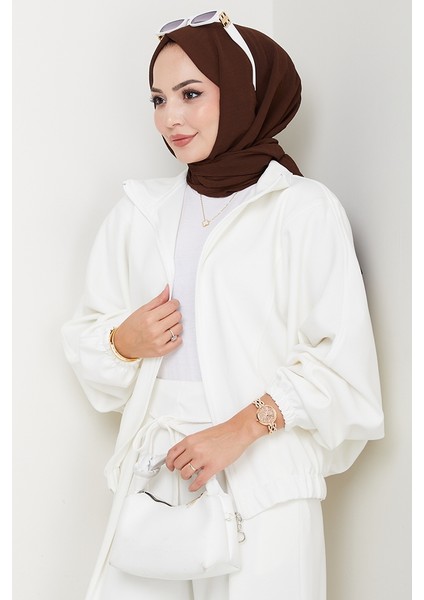 Fermuarlı Oversize Takım 1595 - Beyaz fiyatları