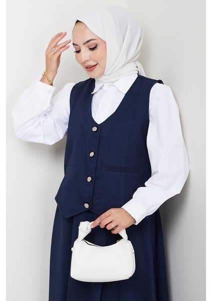 Ikili Gabardin Yelek Etek Takım 1400 - Lacivert fiyatları