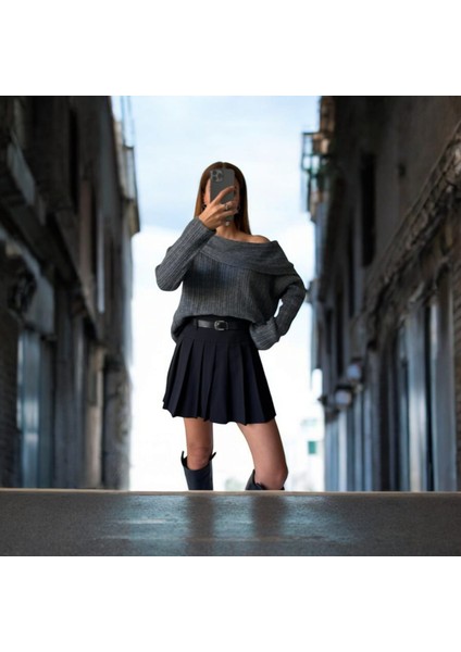 Ful Pile Kadın Kemerli Etek modelleri