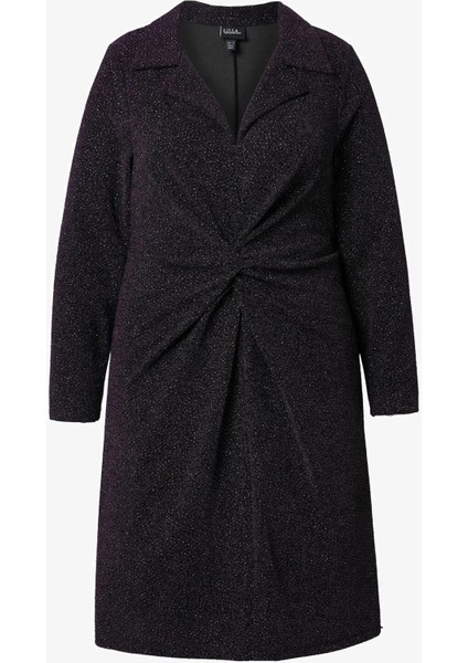 Kadın Büyük Beden Mürdüm, Ön Detaylı Simli Abiye Elbise 65N39118 modelleri