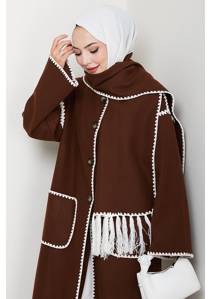 Arlin Atkılı Kaşe Uzun Ceket 1591 - Kahve fiyatları