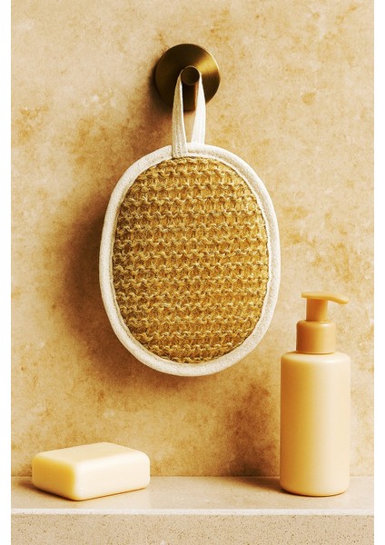 Oval Doğal Keten Lifi Banyo Yüz ve Vücut Kesesi, Hamam Kesesi %100 Organik