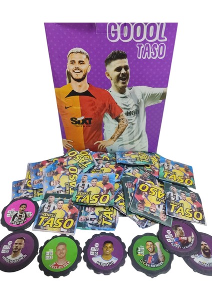 Futbolcu Tasoları 20 Adet Goool Taso | Hediye Paketli + Mini Sürpriz Oyuncak ve Şeker Hediyesi