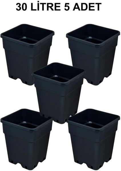 Plastik Kare Saksı 30 Litre 5 Adet