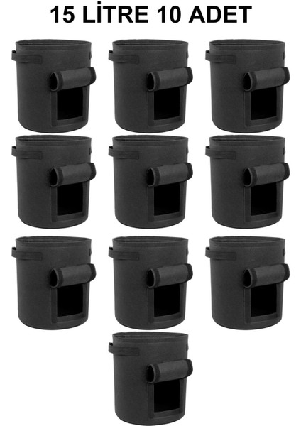 Pencereli Kumaş Saksı Pot 15 Litre 10 Adet