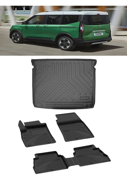 Ford Courier 2025 ve Sonrası 4.5d Paspas ve 3D Rizline Bagaj Havuzu Set