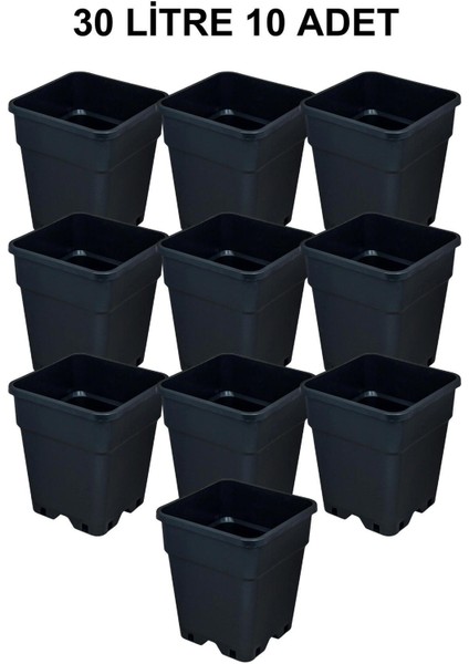 Plastik Kare Saksı 30 Litre 10 Adet