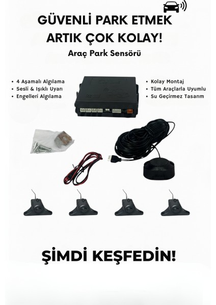 Sesli Park Sensörü Siyah – Dijital Ekransız Model