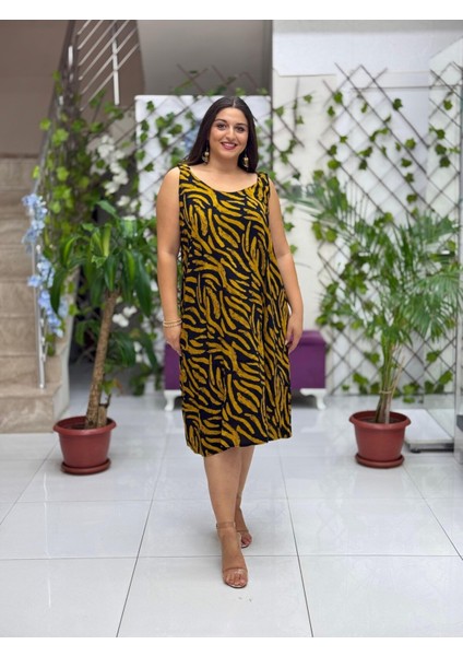 DK19005 Dikili Askılı Omuz Lastikli Viskon Elbise