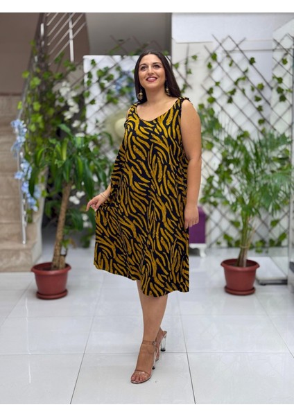 DK19005 Dikili Askılı Omuz Lastikli Viskon Elbise fırsatları