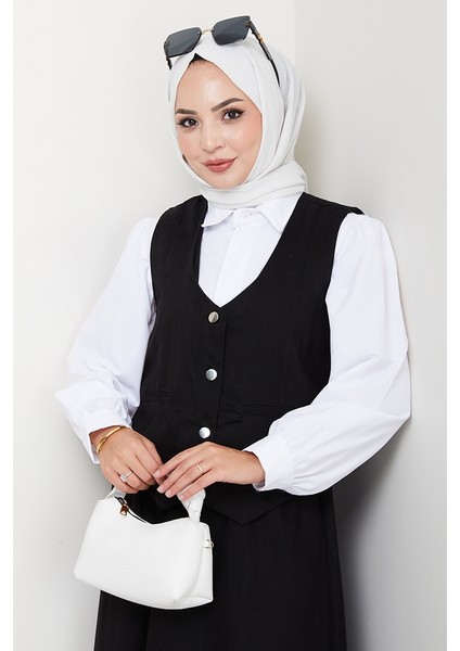 Ikili Gabardin Yelek Etek Takım 1400 - Siyah fırsatları