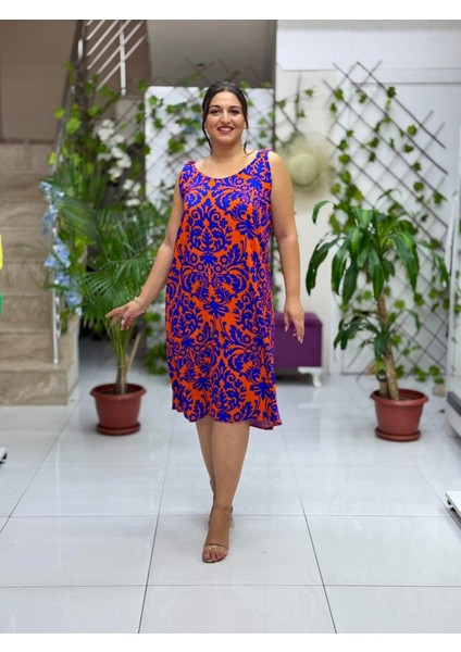 DK19014 Dikili Askılı Omuz Lastikli Viskon Elbise