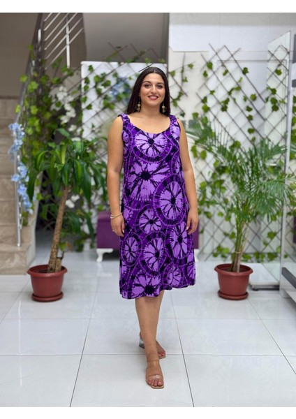 DK19008 Dikili Askılı Omuz Lastikli Viskon Elbise