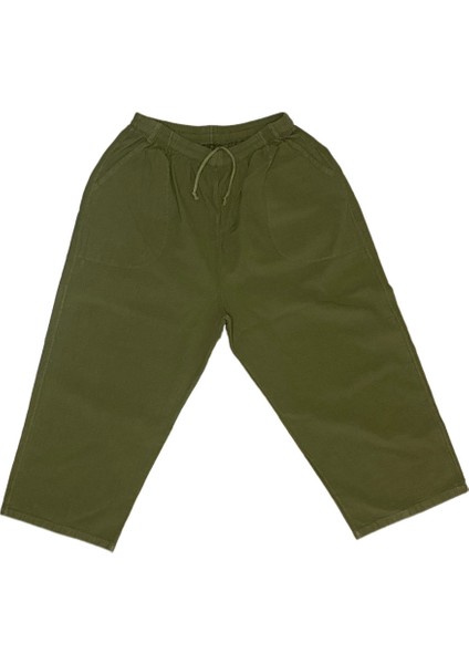 %100 Pamuk, Keten Kumaştan Beli Lastikli ve Bağcıklı Kadın Kapri Pantolon(Solma ve Çekme Yapmaz) fiyatları
