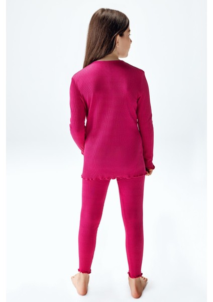 Kız Çocuk Fitilli Taytlı Takım Fuşya Renk fiyatları