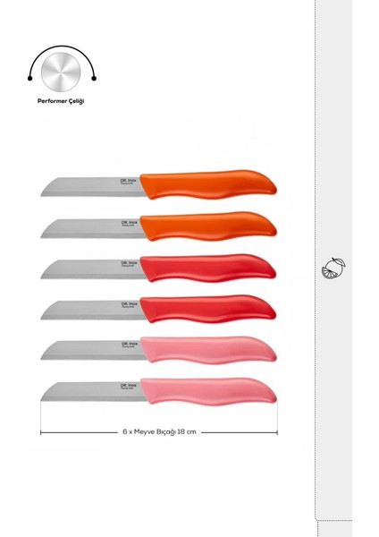 x Dr.Inox Sunberry 6'lı Sebze ve Meyve Bıçağı