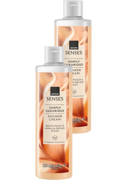 Simply Luxurious Beyaz Şeftali ve Vanilya Orkide Kokulu Duş Kremi 250 İkili Set modelleri