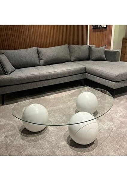 3 Top Beyaz Cam Orta Sehpa 120x70 cm Fonksiyonel Kullanım indirimleri