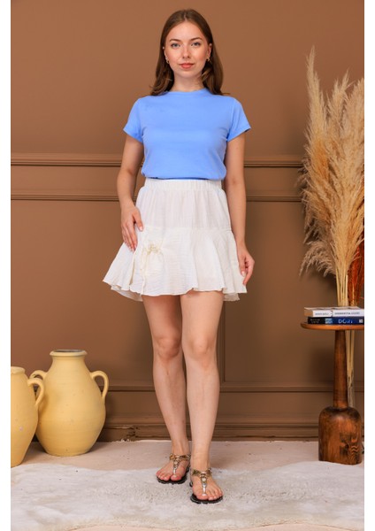 %100 Pamuk Müslin Cep Detaylı Mini Şort Etek fiyatları