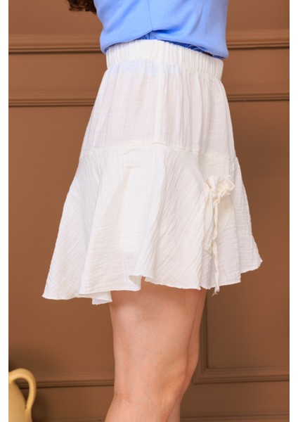%100 Pamuk Müslin Cep Detaylı Mini Şort Etek fırsatları