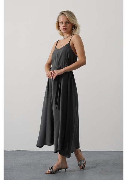 Askılı Basic Uzun Elbise - Sarı fiyatları