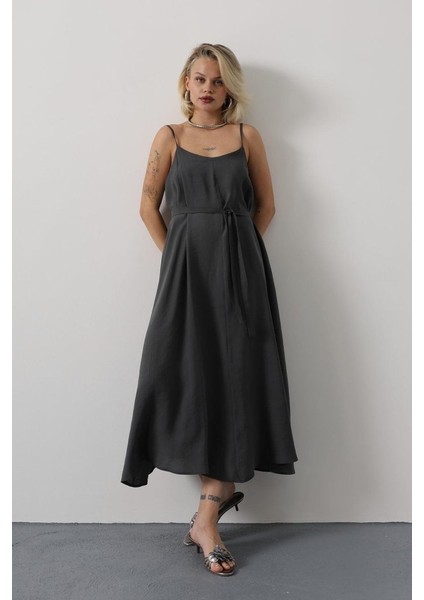 Askılı Basic Uzun Elbise - Sarı modelleri