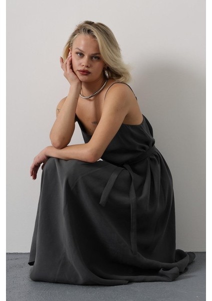 Askılı Basic Uzun Elbise - Sarı fırsatları