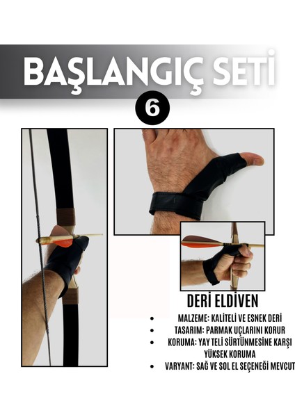 Geleneksel Okçuluk Lamine 'vav' Set- Vav Yay + 7 Ok + Zihgir + Tirkeş + Kolçak + Eldiven + Çanta