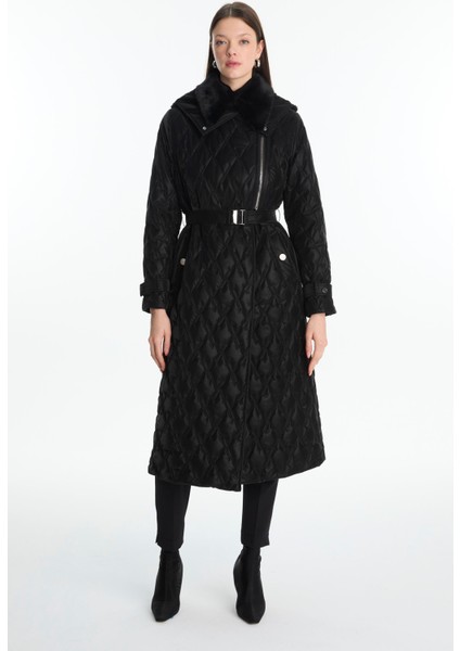 Kürk Yaka Kapitone Mont