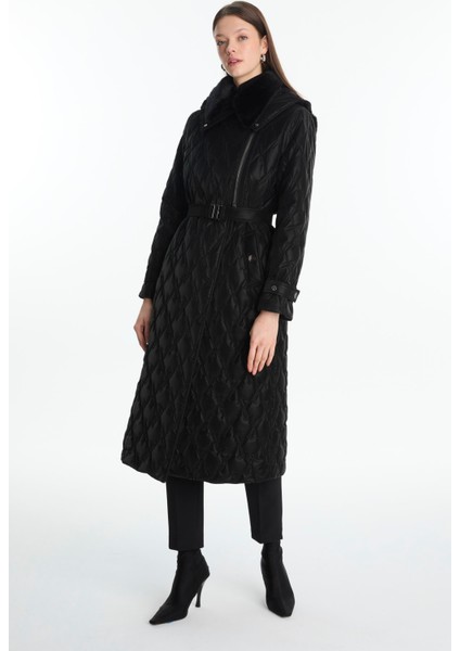 Kürk Yaka Kapitone Mont modelleri