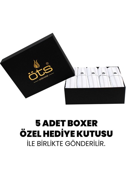 Premium 5'li Çizgili Erkek Boxer - %100 Pamuk, Ultra Yumuşak Kumaş, Rahat Kalıp, Etiketsiz ve Kaliteli Boxer, Hediye Kutulu Günlük Erkek Iç Giyim fiyatları