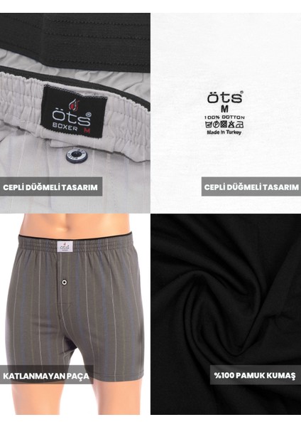 Premium 5'li Çizgili Erkek Boxer - %100 Pamuk, Ultra Yumuşak Kumaş, Rahat Kalıp, Etiketsiz ve Kaliteli Boxer, Hediye Kutulu Günlük Erkek Iç Giyim fırsatları