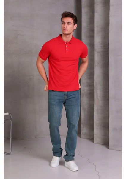 Erkek Slim Fit Pamuklu Yumuşak Doku Nefes Alan Kumaş Yakalı Tişört fırsatları