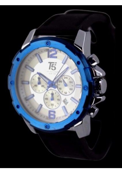 Erkek Kol Saati – Siyah Deri Kordon – Mavi Çerçeve – Beyaz Kadran – Multifonksiyonel modelleri