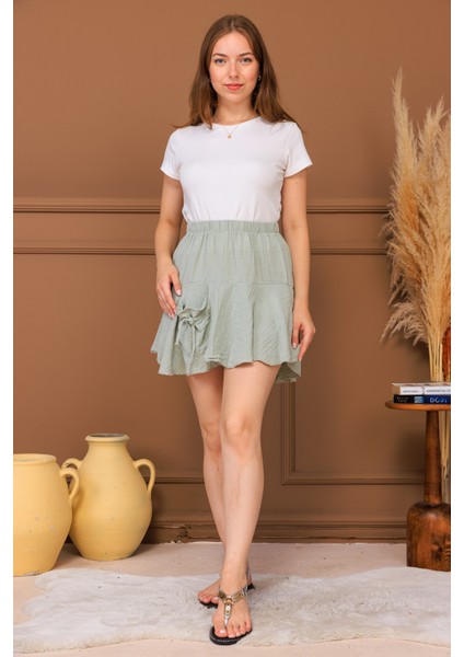 %100 Pamuk Müslin Cep Detaylı Mini Şort Etek fiyatları