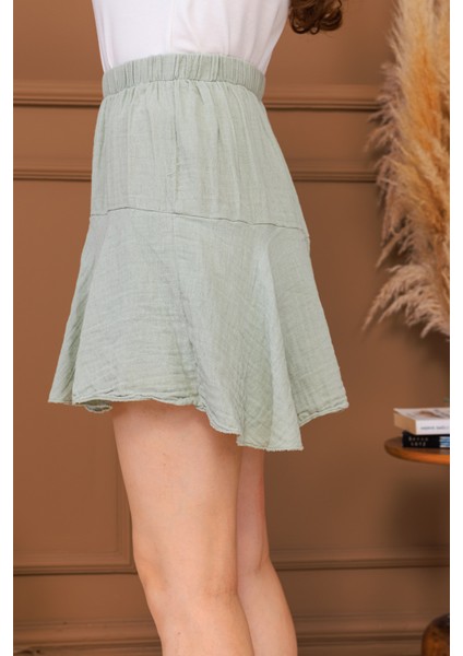 %100 Pamuk Müslin Cep Detaylı Mini Şort Etek indirimleri