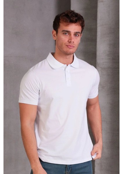 Erkek Slim Fit Pamuklu Yumuşak Doku Nefes Alan Kumaş Yakalı Tişört